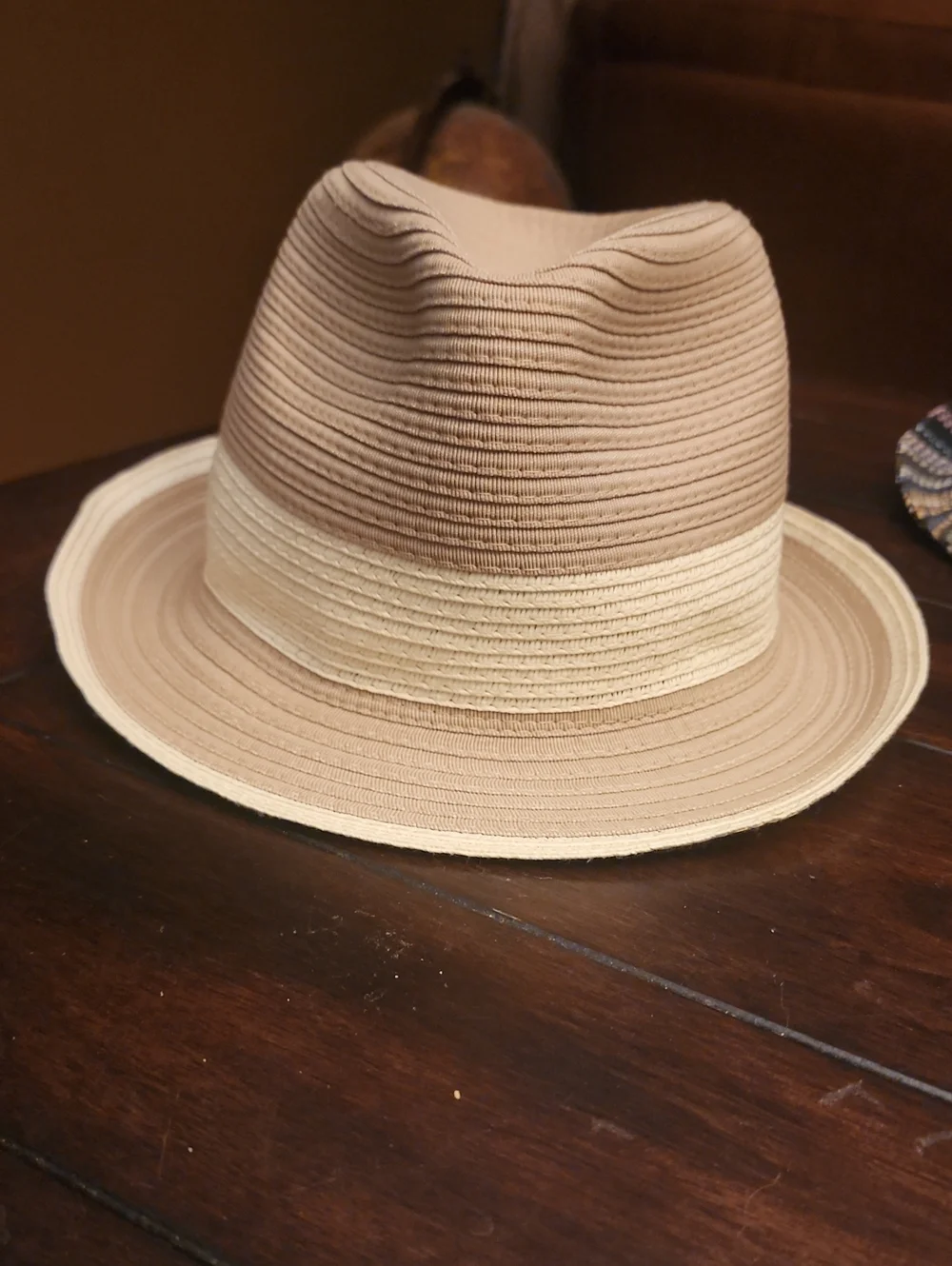 Calvin Klein Two-Tone Tan and Cream Fedora Hat